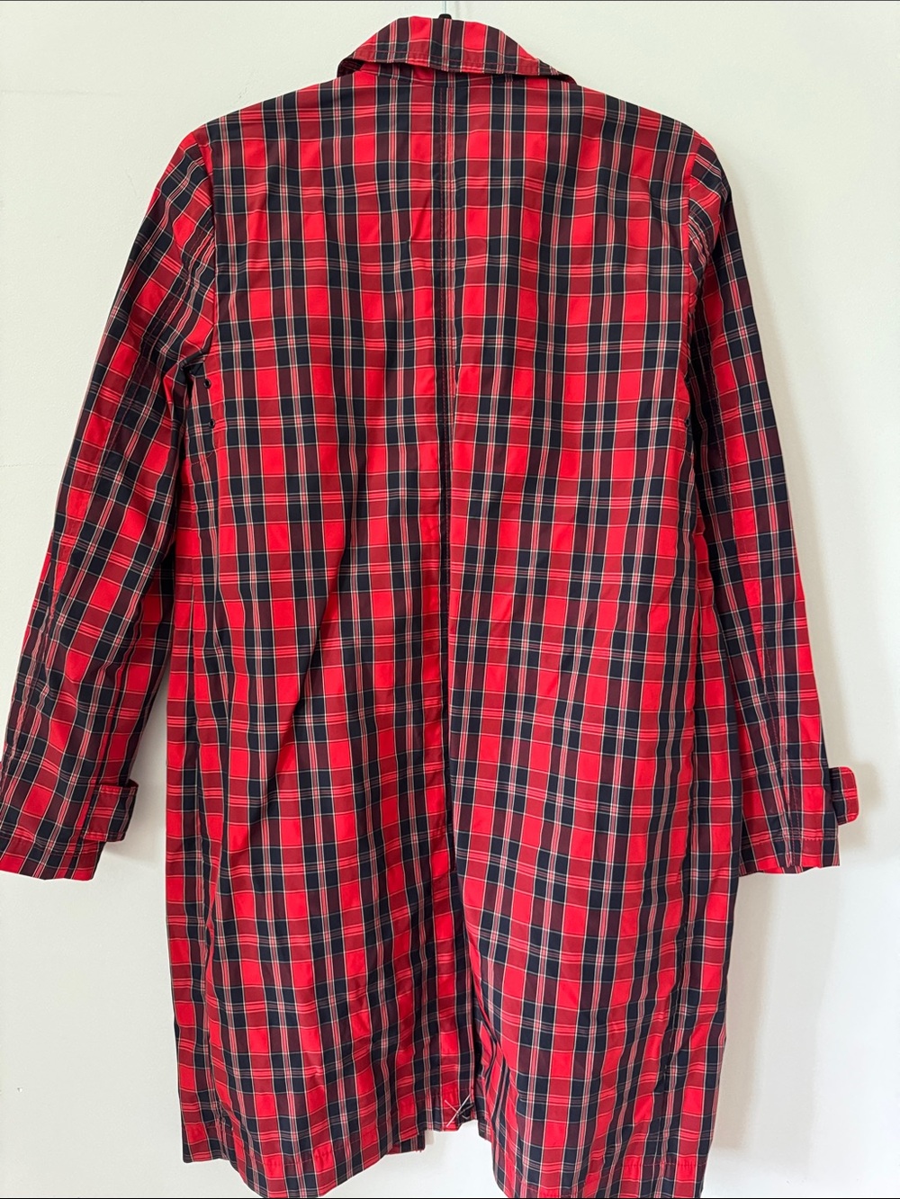 J. Crew Womens Red Plaid Nylon Rain Coat Size 0 - Picture 6 of 7
